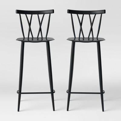 Set of 2 Becket Metal X Back Barstool Black - Project 62™