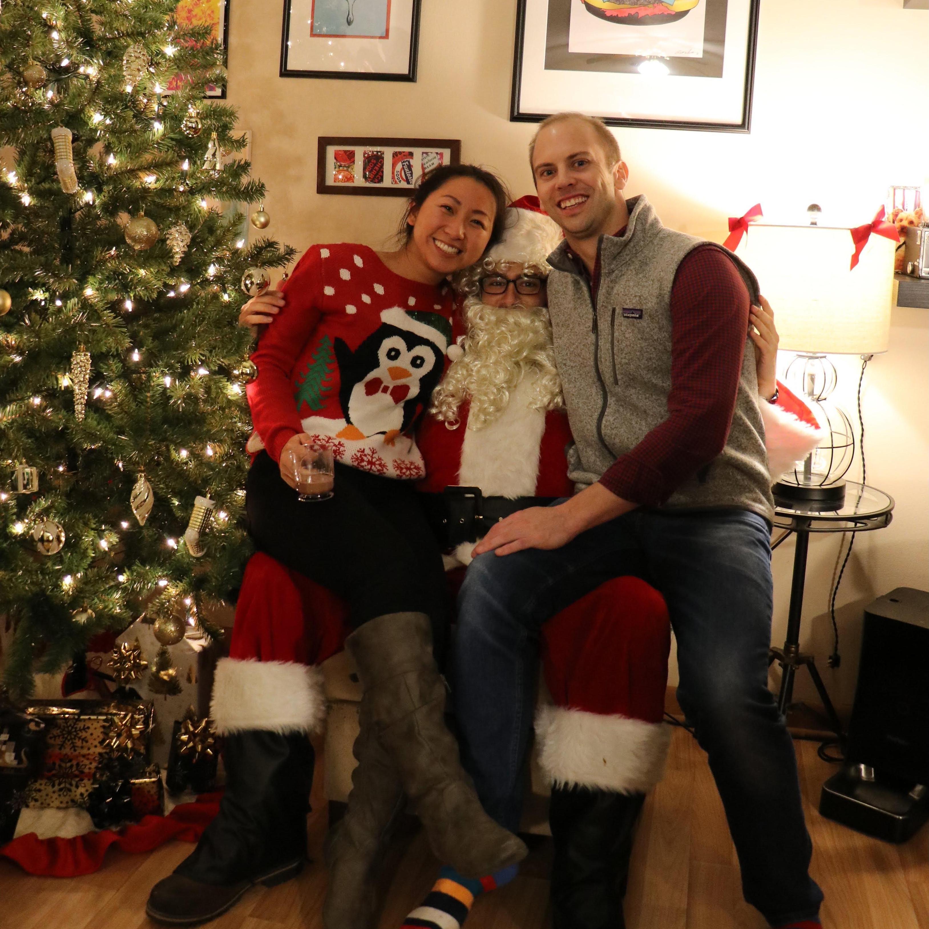 Never too old to sit on Santa's lap (thanks St. Nick!)!