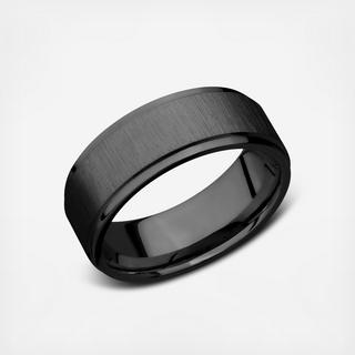 Men's Zirconium Cross Satin Finish Wedding Band