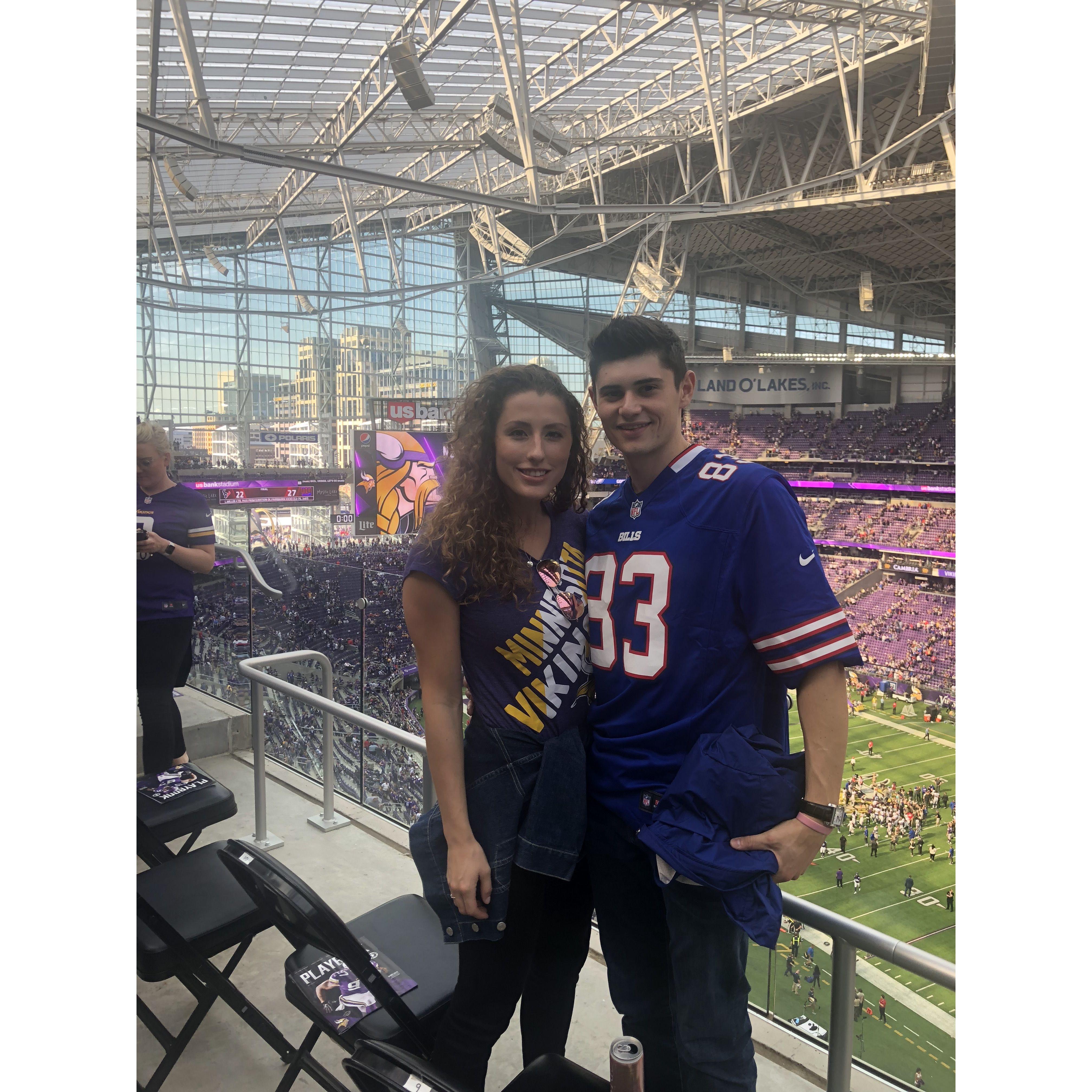 At the Bills v. Vikings game - Connor wants everyone to know the Bills won