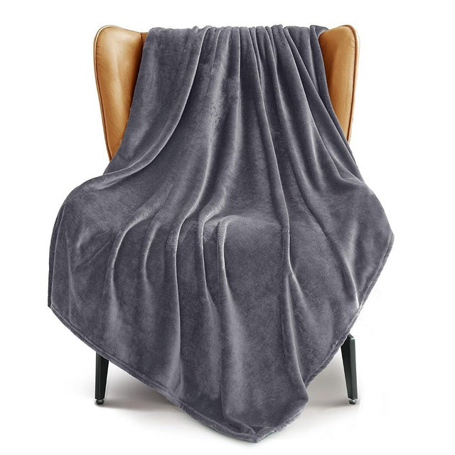 Exclusivo Mezcla Fleece Throw Blanket for Couch, Sofa, 300GSM Super Soft and Warm Blankets, Dark Grey Throw All Season Use, Cozy, Plush, Lightweight, 50x60 Inches