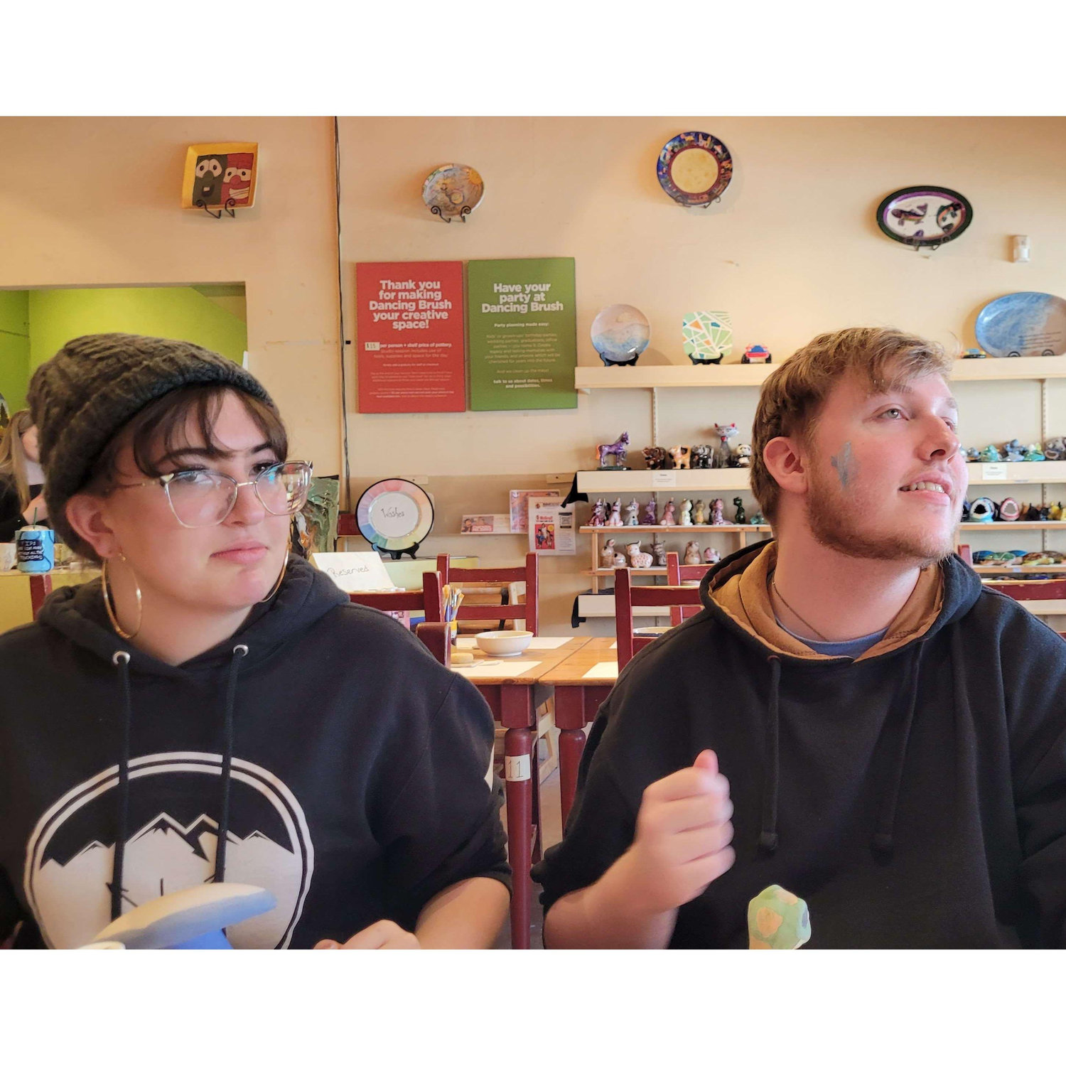 On a date at the Dancing Brush after I smeared pain on Tobins face.