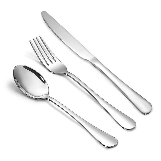 SANTUO 24PCS Dinner Set combo with 8 Dinner Knives, 8 Dinner Forks, 8 Dinner Spoons, Food Grade Stainless Steel Silverware Set for Home, Kitchen and Restaurant, Mirror Polished& Dishwasher Safe