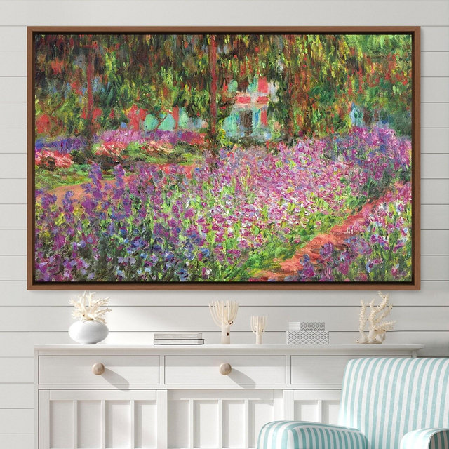 Claude Monet Framed Canvas Print | The Artist's Garden at Giverny, Frame Large Wall Art,Green Art,Vintage Art,Minimalist Art,Gift,Wall Decor