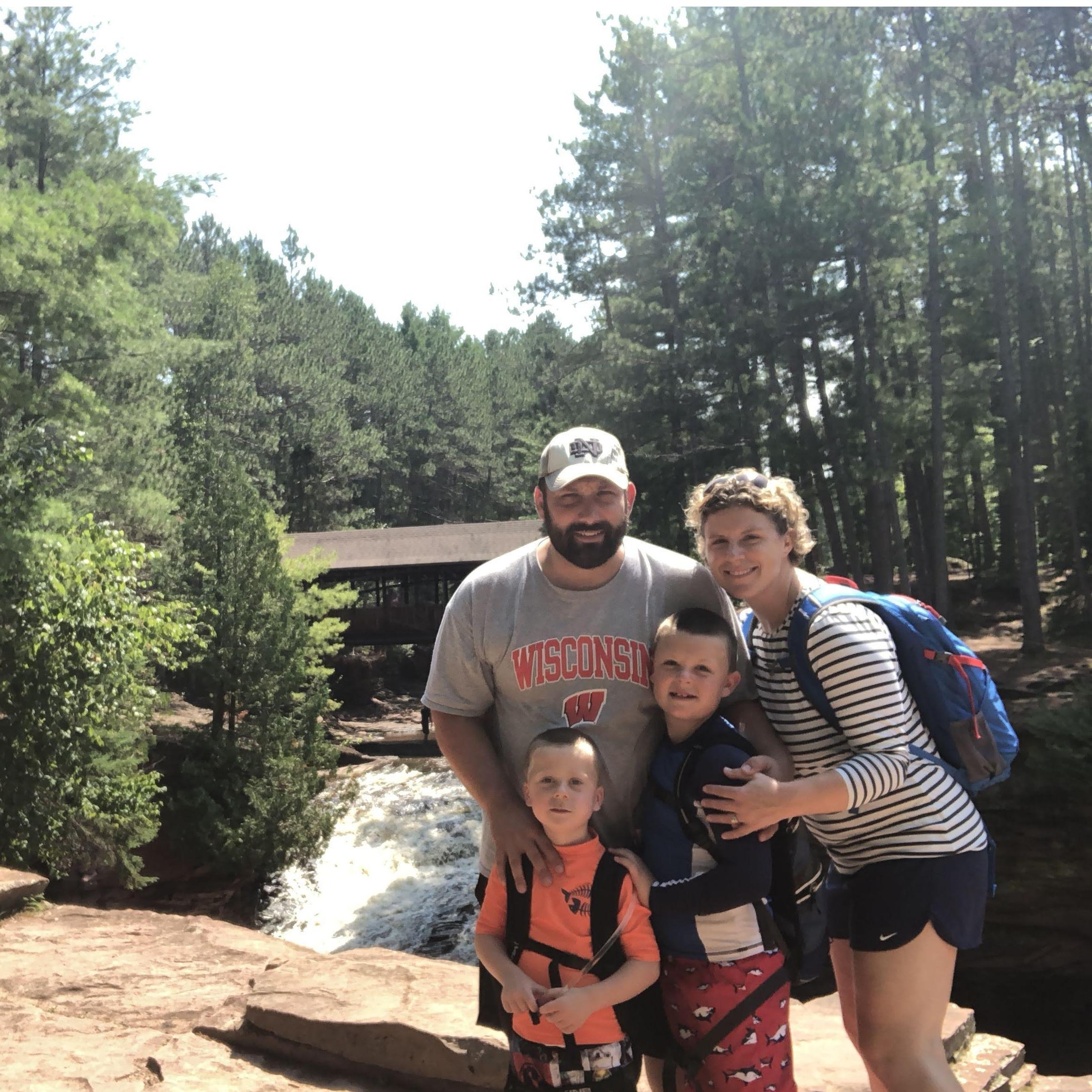Family vacation to Duluth-hiking a waterfall the day after our engagement.