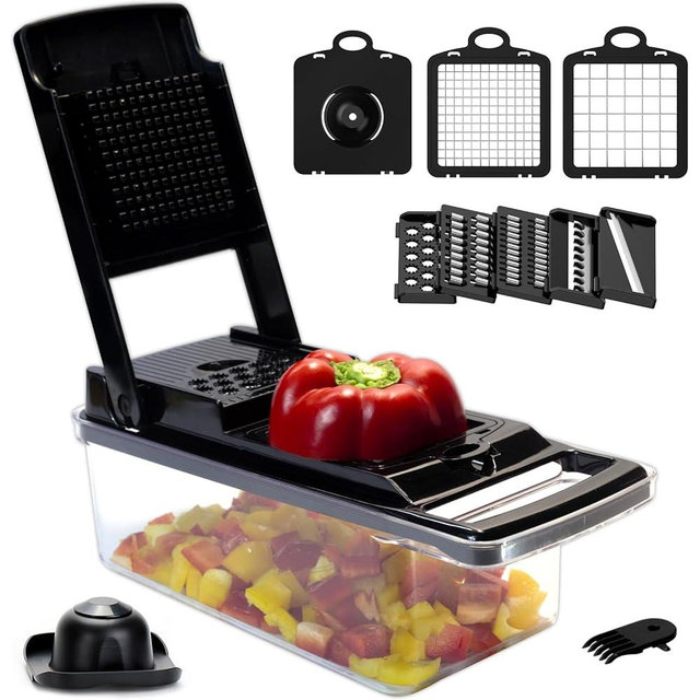 KITIDEA Vegetable Chopper, Pro Onion Chopper, 10 in 1 Multifunctional Chopper mandoline slicer and dicer, Dicing Machine, Veggie Chopper With 8 Blades, Carrot Chopper for Salad Potato Carrot Garlic