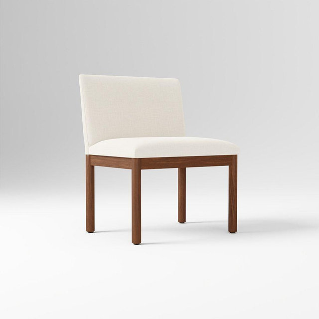 Hargrove Banquette Armless Single Performance Yarn Dyed Linen Weave Alabaster Cool Walnut