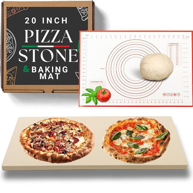 Large Pizza Stone for Oven 20 inch - Pizza Stone for Grill - Baking Stone for Bread - Oven Stone - Extra Large Oven Stone - Rectangle Pizza Grilling Stone
