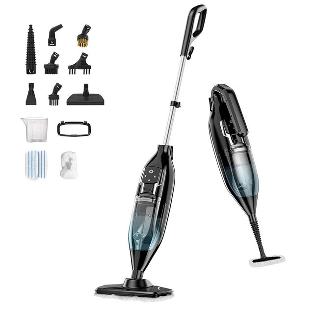 12-in-1 Steam Mop, Steam Cleaner for Home with Handheld Detachable Floor Steamer for Cleaning Hardwood, Windows, Tiles Grout, Furniture, Carpet with Washable Microfiber Pads, Whole Home Use