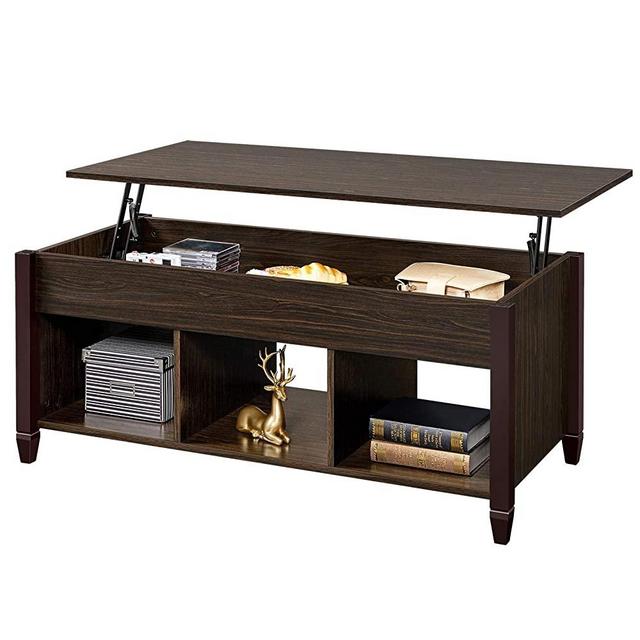 YAHEETECH Lift Top Coffee Table with Hidden Storage Compartment & Shelf, Lift Tabletop Dining Table for Living Room, 47.5in L