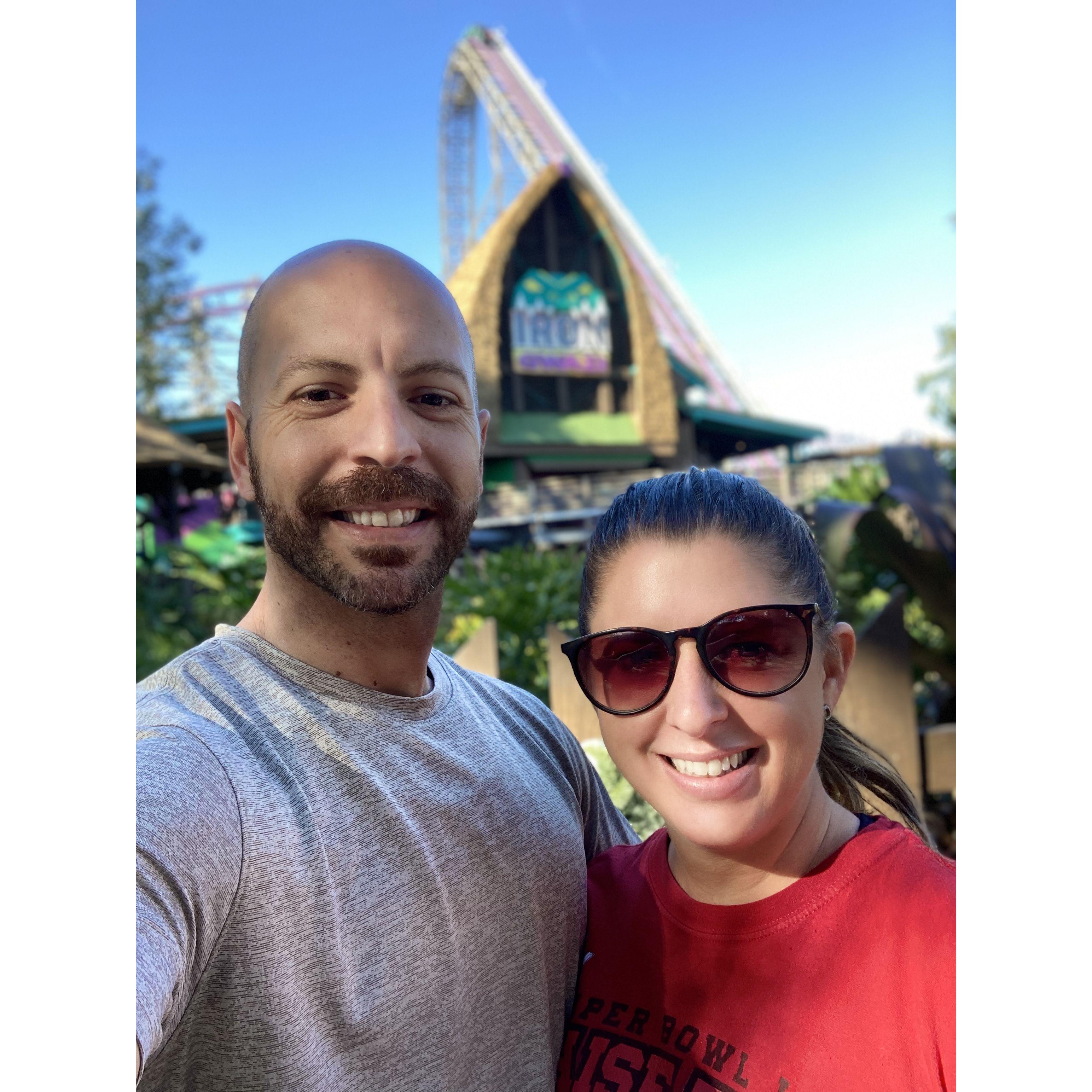 When Jenn won free Busch Gardens tickets, and decided to give Jonathan PTSD by brining him on Iron Gwaze.