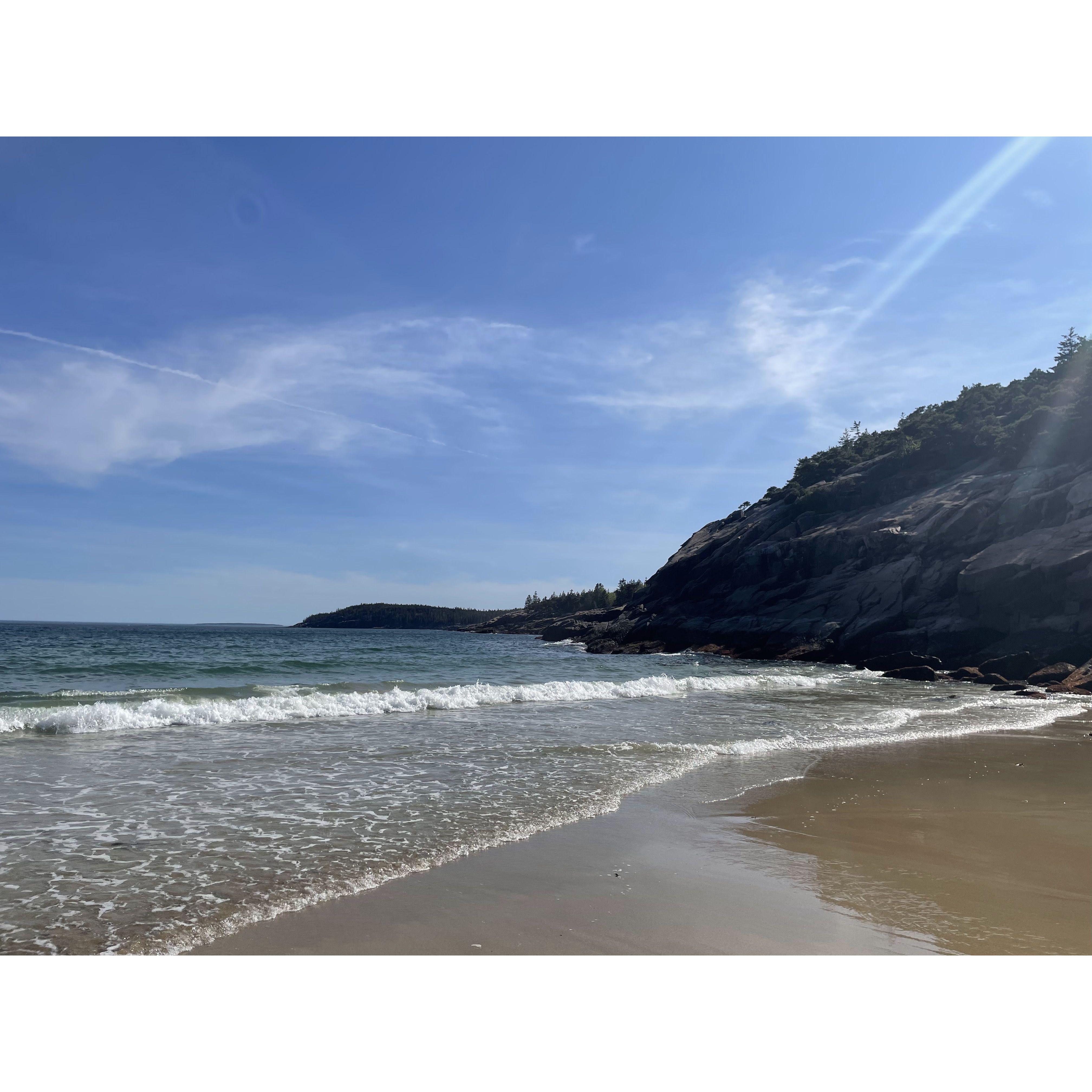 Sand Beach is such a pretty cove with very cold water!