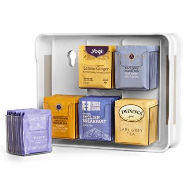 YouCopia 50236 New TeaStand 100+ Tea Bag Organizer, White, one size