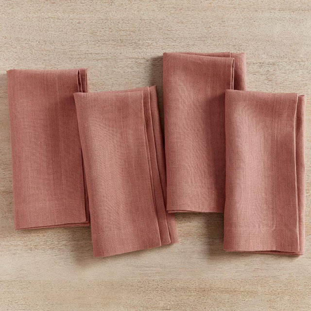 Mason Oversized Linen Napkins, Set of 4 - Rosewood