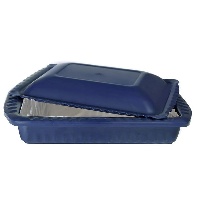 Foil Decor Foil Pan Holder with Lid, 9x13x2 Foil Pan Carrier w/Heat Resistant Handles, Foil Pan Supporter w/Lid, Includes 1 Foil Pan, Made in the USA Travel Serving Dish - Navy