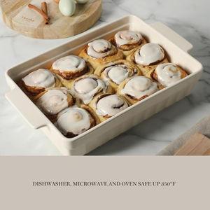 Martha Stewart Broadbrook Ceramic Bakeware, 13x9 Inch Rectangular Baking Dish with Handles, Cream Glazed Stoneware for Casseroles, Lasagna, Roasts & Desserts, Oven & Dishwasher Safe