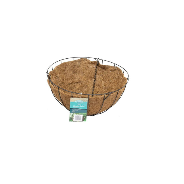 Tierra Garden 16" York Deluxe Hanging Basket with Coco Liner & Matte Black Powder-Coated Finish
