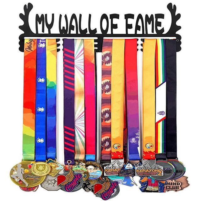 Goutoports Medal Holder Display Hanger Rack Frame for Sport Race Runner Sturdy Black Steel Metal Over 60 Medals Easy to Install