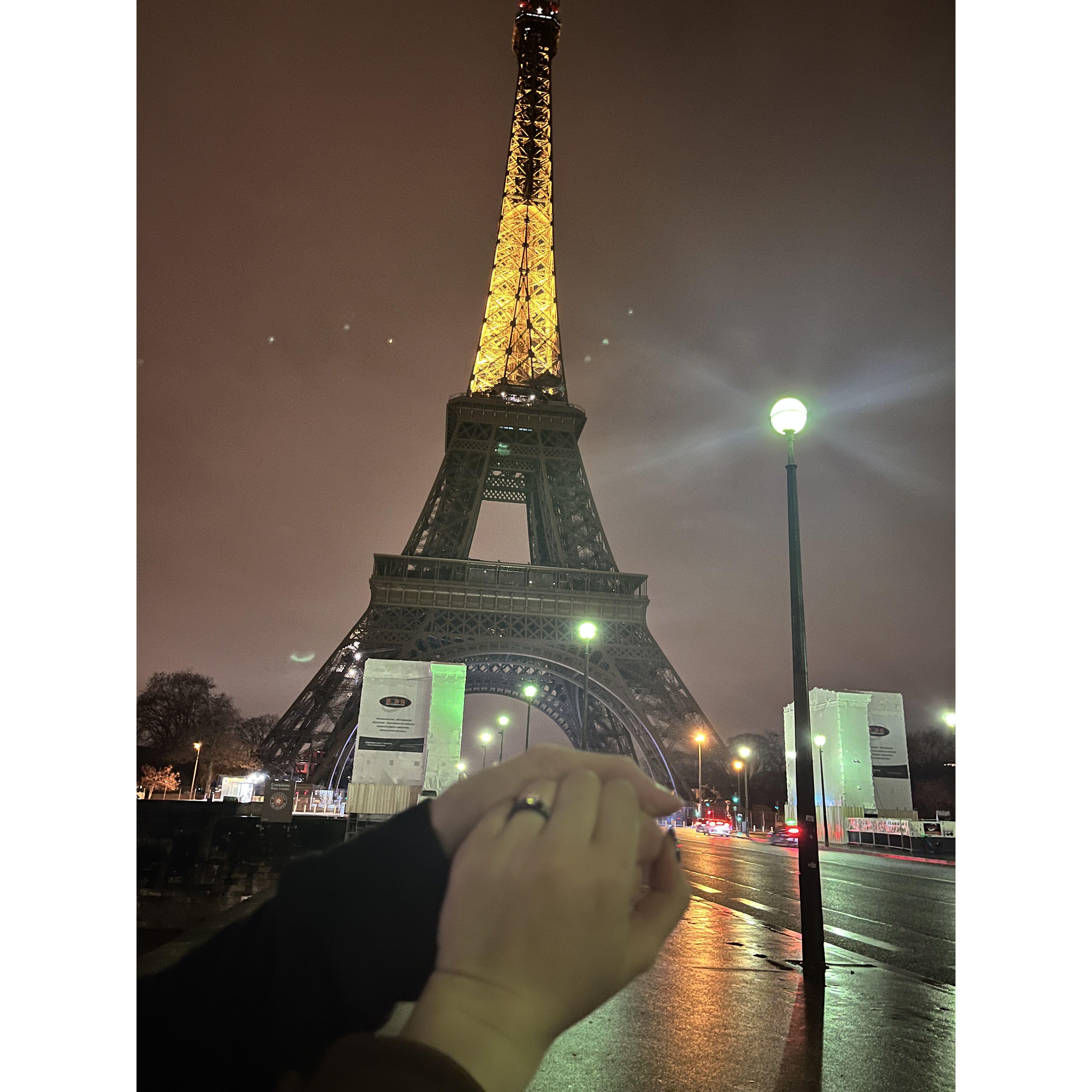 Collin asked Emily to marry him under the Eifell Tower in Paris, France - March 2024