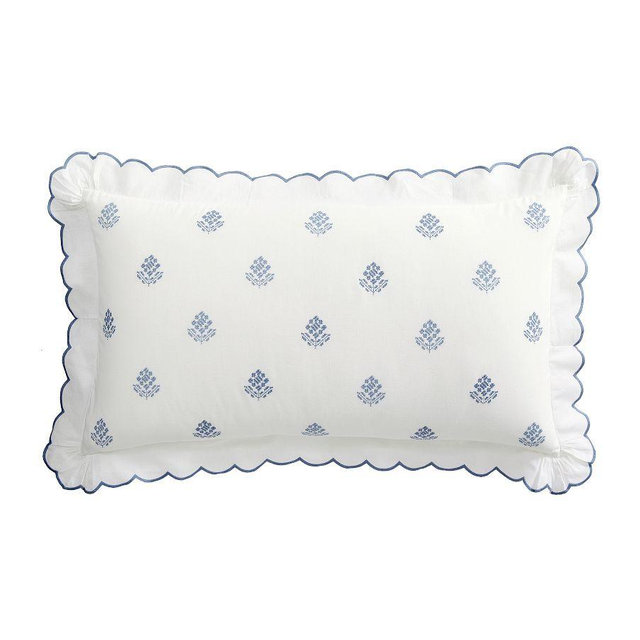 Gemma Embroidered Sham, White/Blue, King