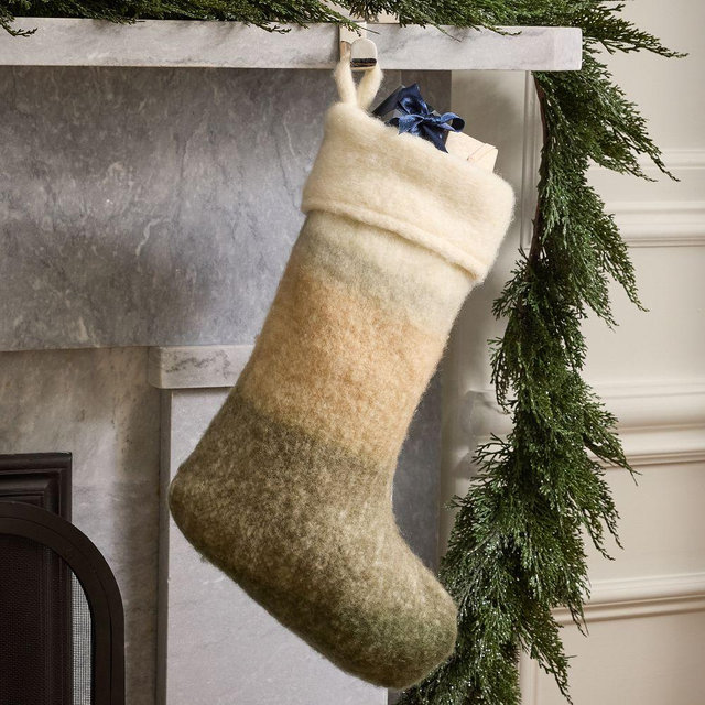 Ombre Faux Mohair Stocking Green
