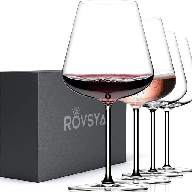OJA Red Wine Glasses Set of 4-28oz Large Wine Glasses Hand Blown Crystal-Clearer,Lighter for Wine Tasting,Gift Packaging for Christmas Day,Wedding,Birthday