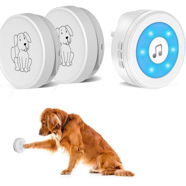 YIROKA Dog Door Bell, self-Powered Dog Potty Training Door Bell,Super-Light Press Button Doorbell,Lifetime Battery Free,Chime Operating 20 Melodies LED Flash,for All Dogs
