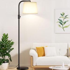 Ambimall Fully Dimmable Floor Lamp - Floor Lamps 9W LED Light Bulbs, Standing Lamps for Living Room with Adjust Head, Modern Standing Light Rotary Switch, Tall Lamp for Bedroom (Black and White)