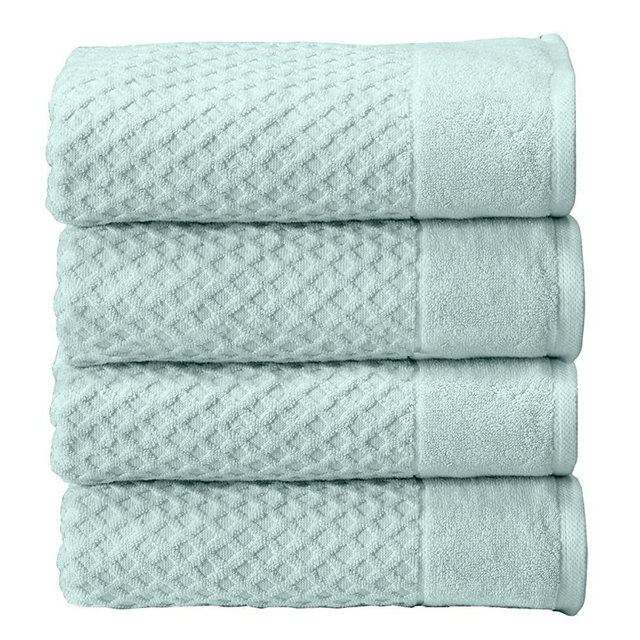 100% Cotton Quick-Dry Bath Towel Set (30 x 52 inches) Highly Absorbent, Textured Luxury Bath Towels. Grayson Collection (Set of 4, Pastel Blue)