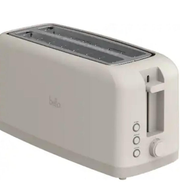 Bella - Fits-anywhere Kitchenware: 4-Slice Slim Toaster with Long Wide Slots - Oatmilk