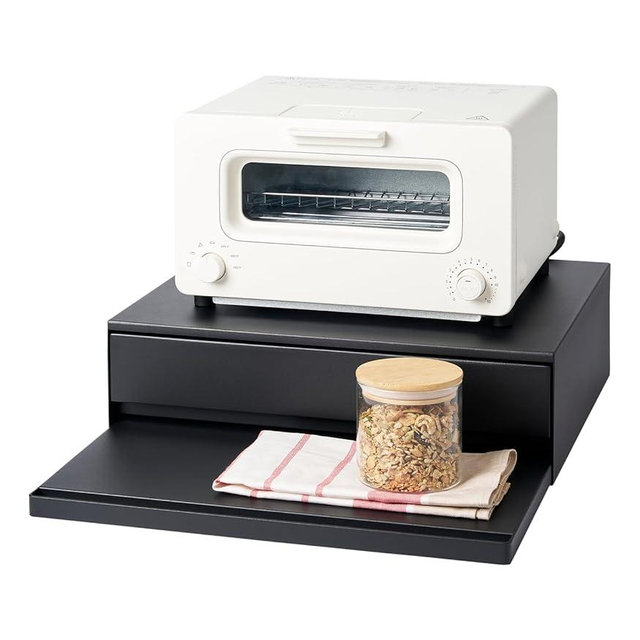 Yamazaki Home Tower Kitchen Countertop Organizer Appliance Stand With Drawer And Pull-Out Shelf - Steel