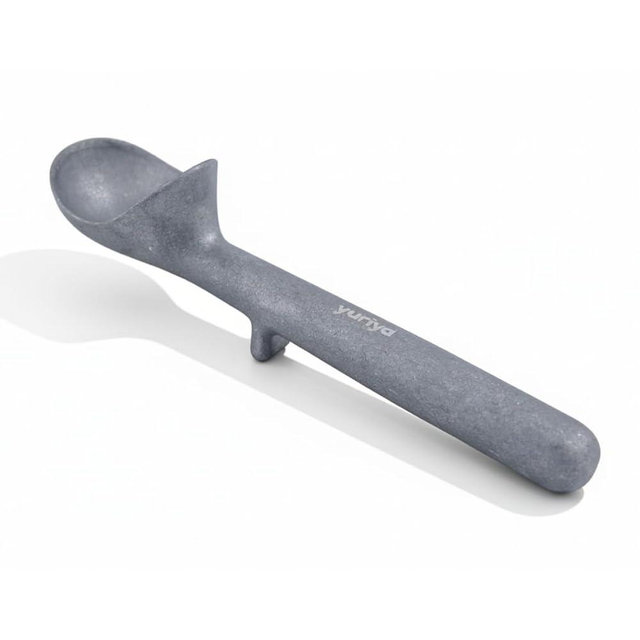yuriya Aluminum Ice Cream Scoop, Ergonomic One-Piece No-Trigger Scooper with Elevated Head, 7 inch, Vintage Matte Silver
