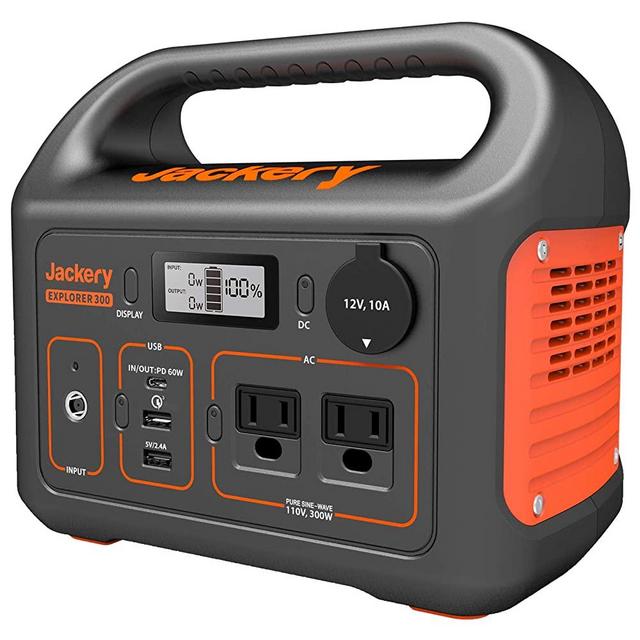 Jackery Portable Power Station Explorer 300, 293Wh Backup Lithium Battery, 110V/300W Pure Sine Wave AC Outlet, Solar Generator (Solar Panel Not Included) for Outdoors Camping Travel Hunting Blackout