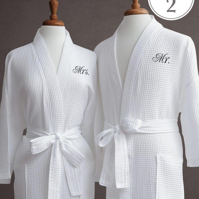 Luxor Linens Waffle Weave Spa Bathrobe - Ciragan Collection - Luxurious, Super Soft, Plush & Lightweight - 100% Egyptian Cotton, Made in Turkey (Mr./Mrs.)