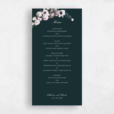 Green Greenery Wedding Menu - Napa