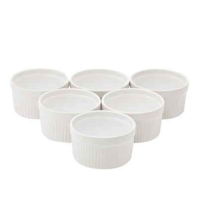 Juvale 6 Pack White Ceramic Ramekins, Souffle Dish, Ramiken Set Kitchen and Baking Supplies (8 oz)