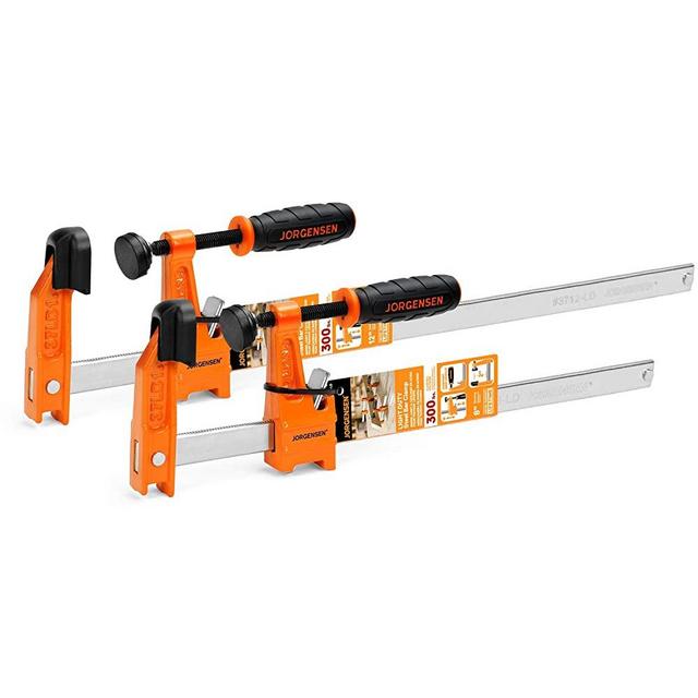Jorgensen 2-Piece Steel Bar Clamp Set, Light Duty F-Clamp, 8-inch & 12-inch, 300 Lbs Load Limit