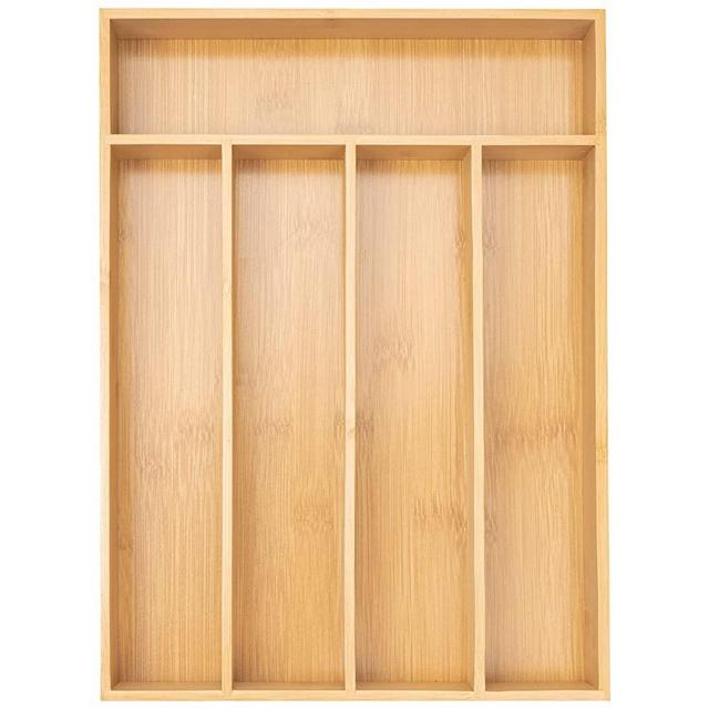 Besilord Silverware Organizer Bamboo Kitchen Drawer Organizer Utensil Organizer Silverware Holder Cutlery Organizer in Drawer Flatware Organizer Tray