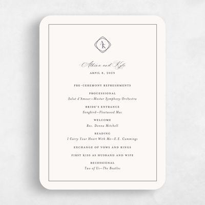 Beige Rounded Wedding Program - Ragusa