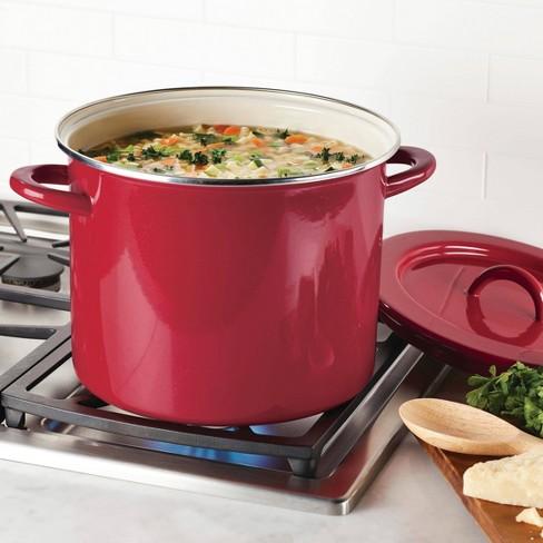 Rachael Ray Create Delicious 12qt Enamel on Steel Stockpot with Lid Red