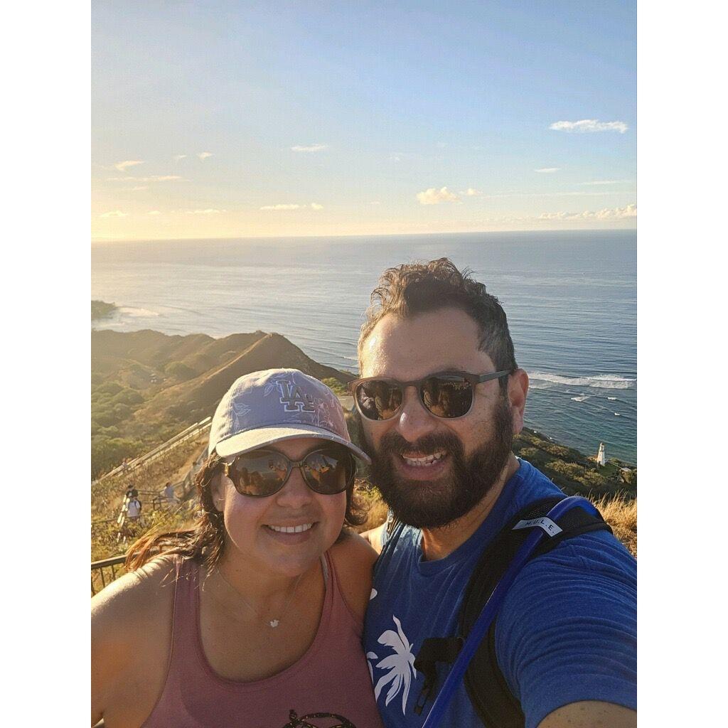 Sept'24-We went on a quick trip to O'ahu. It was Nid's first time in Hawaii! We were supposed to go for her bday in Nov'22 - but Covid had other plans. Picture was taken at the top of Diamond Head.