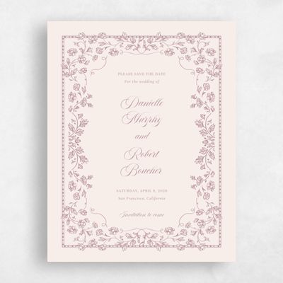Dusty Rose, Pink Wedding Save the Date - Elysia Portrait