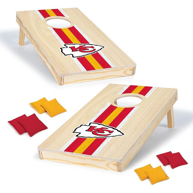 Wild Sports NFL Football Portable Size 1' x 2' Solid Wood Cornhole Set with Direct Print HD Team Graphics – Travel Size