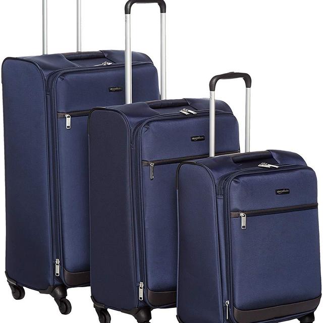 AmazonBasics Softside Spinner Luggage - 3 Piece Set (21", 25", 29"), Navy Blue