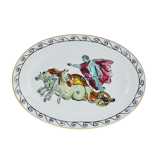 Oval flat platter Chariot White