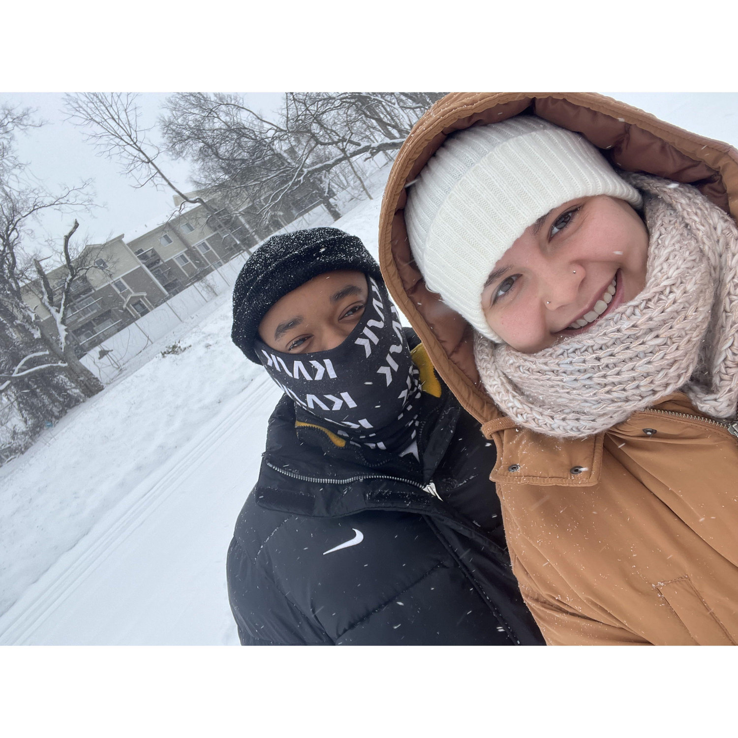 Our first snow day living together in our first apartment!
