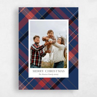 Dark Royal, Blue Holiday Card - Flannel
