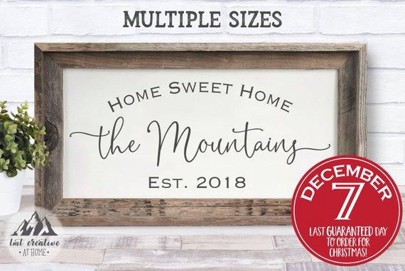 Home Sweet Home Sign, Personalized Wood Sign, Farmhouse Sign, Housewarming Gift, Wedding Gift, 5th Anniversary Gift, Established Sign Family