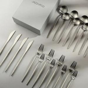 Minimalist Flatware - Matte Silver, 8 Person Set