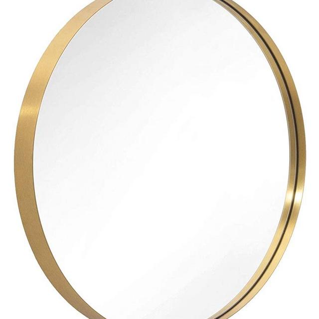 ANDY STAR Round Mirror for Bathroom, Gold Circle Mirror for Wall Mounted, 30'' Modern Brushed Brass Metal Frame Round Mirror For Wall Decor, Vanity, Living Room, Bedroom